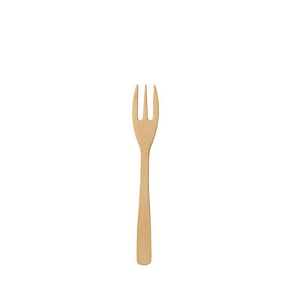 A PAPSTAR GmbH 50 finger food forks made of bamboo "pure" lie centrally on a white background - the environmentally friendly disposable fork with three prongs.
