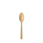 A PAPSTAR finger food spoon made of bamboo "pure", 9.5 cm, with a rounded spoon head and straight handle stands vertically against a white background. The eco-friendly disposable spoon is biodegradable and stylish. 50 pieces per folding box.