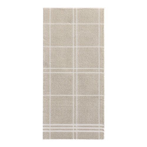 A rectangular beige carpet with a simple white grid pattern, inspired by the elegant design of the PAPSTAR 100 napkins "ROYAL Collection" 1/6-fold (48 x 33 cm) from PAPSTAR GmbH.