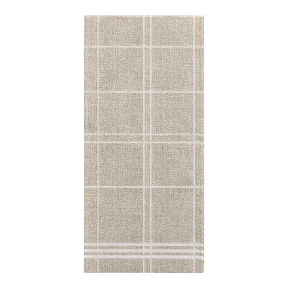 A rectangular beige carpet with a simple white grid pattern, inspired by the elegant design of the PAPSTAR 100 napkins "ROYAL Collection" 1/6-fold (48 x 33 cm) from PAPSTAR GmbH.
