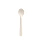 A PAPSTAR 50 coffee spoon, paper "pure" 14.5 cm white from PAPSTAR GmbH stands centered on a white background. The simple white spoon offers a sustainable alternative for daily use and is delivered in a folding box of 50 pieces.