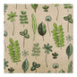 The PAPSTAR GmbH 20 napkins (33 x 33 cm, 3-ply, 1/4-fold, Design Set 6) are beige, square napkins with a hand-drawn green leaf and botanical pattern.