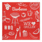 The 30 3-ply napkins (33 x 33 cm, 1/4-fold) from PAPSTAR GmbH consist of red napkins with white grill motifs – grill, tools, food, drinks, and sayings like “Barbecue”, “BBQ” and “WE ♥ GRILLING” – ideal for any barbecue event.
