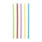 Five PAPSTAR 100 straws, paper Ø 6 mm by PAPSTAR GmbH in the colors green, red, purple, yellow, and blue stand vertically in a row on a white background.