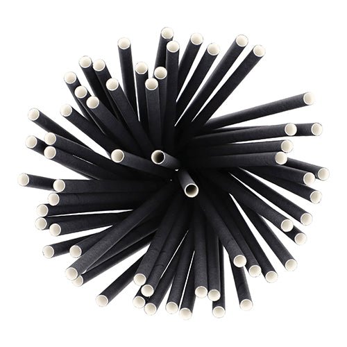 Top view of PAPSTAR 500 shake straws paper Ø 8 mm · 25 cm from PAPSTAR GmbH, radially arranged with white ends facing outward; These eco-friendly, biodegradable paper straws are environmentally friendly paper straws.