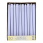 A box with 50 Starpak taper candles Ø 2.2 cm - 25 cm from Starpak, arranged upright in a single layer, with a beige bottom label indicating the product data and quantity.