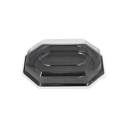 The image shows a Starpak 10 lid for serving platters, transparent PET lid, from above on a white background.
