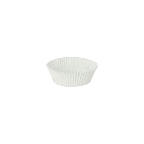 In front of a plain white background, a single white, empty PAPSTAR 1000 baking cup round of PAPSTAR GmbH is depicted.