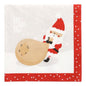 These 3-ply PAPSTAR napkins (40 x 40 cm, 1/4-fold) from PAPSTAR GmbH feature Santa Claus in a red costume pulling a sack through the snow, with "Ho Ho Ho" in the background and a red star border. Pack contains 20 napkins.