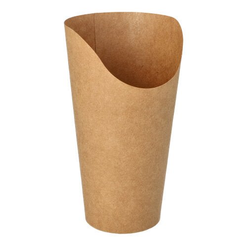 The PAPSTAR 50 Wrap Cups by PAPSTAR GmbH are brown, cone-shaped paper cups, ideal for eco-friendly wraps at parties and events, displayed on a white background.
