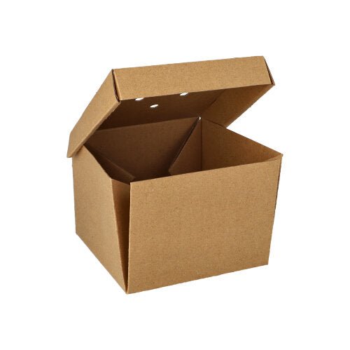 Depicted is a 20 burger boxes "pure" from PAPSTAR GmbH with open flaps on a white background - perfect for eco-friendly packaging or as an eco-friendly burger box.