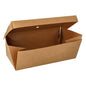 A simple brown PAPSTAR 20 burger boxes, cardboard "pure" from PAPSTAR GmbH shows the empty content with the lid open - an eco-friendly take-away box for your meals.