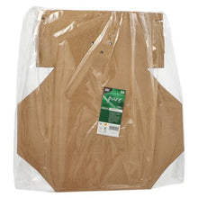 A stack of flat, brown PAPSTAR 20 burger boxes, cardboard "pure" from PAPSTAR GmbH is wrapped in clear plastic and bears a green-white label with product information on the front.