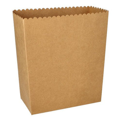 The PAPSTAR popcorn boxes rectangular, brown (19.2x15.8x8 cm, large) by PAPSTAR GmbH-Folie (50 pieces) - is a rectangular brown container with a wavy edge, ideal for eco-friendly events.