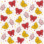 PAPSTAR 30 napkins, 3-ply (33 x 33 cm, 1/4-fold) from PAPSTAR GmbH feature a seamless pattern of red, yellow, and light pink butterflies on white with scattered colorful dots – ideal for any occasion.