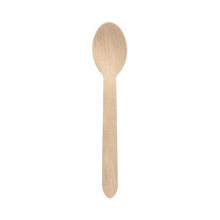 A PAPSTAR 10 spoon, wood "pure" from PAPSTAR GmbH with a rounded bowl and straight handle, depicted on a white background.