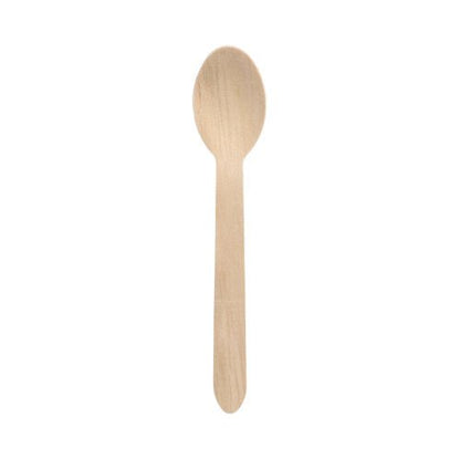 A PAPSTAR 10 spoon, wood "pure" from PAPSTAR GmbH with a rounded bowl and straight handle, depicted on a white background.