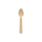 A PAPSTAR wooden coffee spoon "pure", 11 cm, from PAPSTAR GmbH lies centrally on a white background, emphasizing the eco-friendly, simple design. Packaging: folding box with 10 pieces.