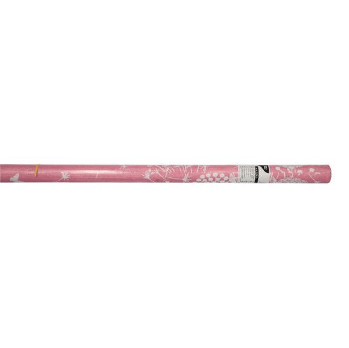 A PAPSTAR tablecloth (3 m x 1.2 m) made of high-quality pink paper with a subtle white floral pattern from PAPSTAR GmbH, horizontally on a plain white background with a label at one end.