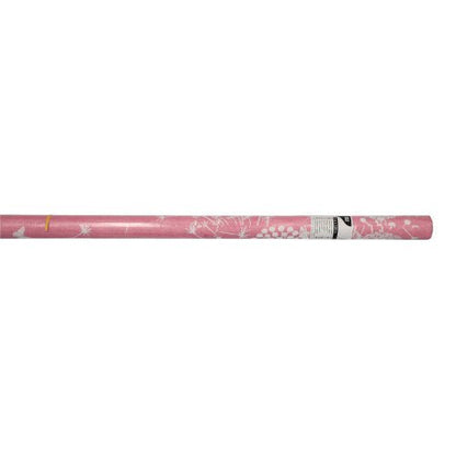 A PAPSTAR tablecloth (3 m x 1.2 m) made of high-quality pink paper with a subtle white floral pattern from PAPSTAR GmbH, horizontally on a plain white background with a label at one end.