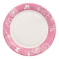 The 10 paper plates, round Ø 23 cm from PAPSTAR GmbH feature a pink rim with white dandelion and butterfly motifs. The center is plain white, making this disposable plate ideal for parties and events.