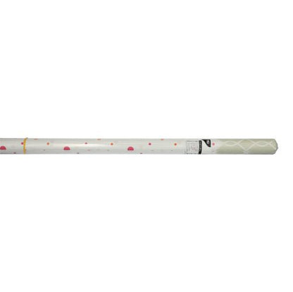 A roll of paper tablecloth (3 m x 1.2 m) from PAPSTAR GmbH with a red-orange dot pattern, packaged in a clear plastic wrap and with a small product label.