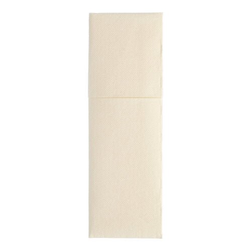 Against a white background, an unfolded beige napkin from the PAPSTAR 50 napkins "ROYAL Collection" (48 x 30 cm, with cutlery fold) by PAPSTAR GmbH is depicted.