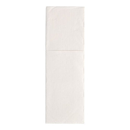 A single unfolded white PAPSTAR 50 napkins "ROYAL Collection" 48 cm x 30 cm napkin with cutlery fold by PAPSTAR GmbH is seen from above on a plain white background.