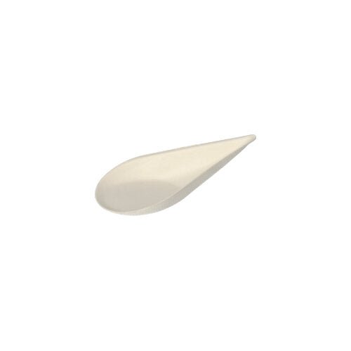 A single, white PAPSTAR finger food plate made of sugarcane "pure" from PAPSTAR GmbH on a plain white background.