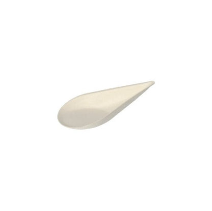 A single, white PAPSTAR finger food plate made of sugarcane "pure" from PAPSTAR GmbH on a plain white background.