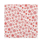 The 30 napkins from PAPSTAR GmbH are white, 3-ply paper napkins (33 x 33 cm, 1/4-fold), decorated with evenly distributed red snowflakes and stars in various sizes.