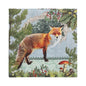 The illustration of a red fox amidst green foliage, berries, acorns, and mushrooms with a decorative border can be found on PAPSTAR 20 napkins, 33x33 cm, 3-ply, Design Set 4 by PAPSTAR GmbH.
