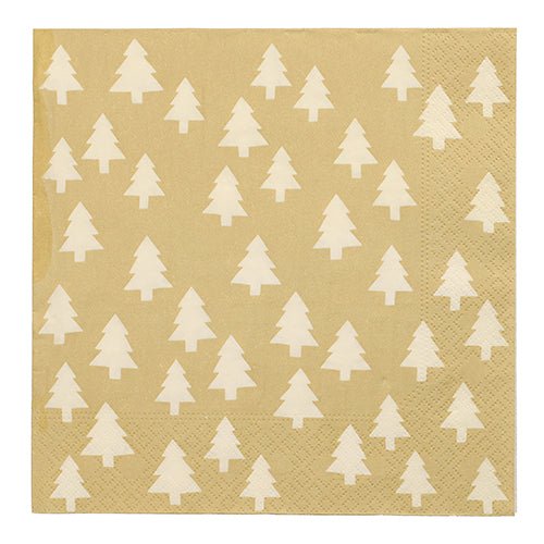 The PAPSTAR 20 napkins (40 x 40 cm, 3-ply, 1/4-fold) from PAPSTAR GmbH in beige have white Christmas tree silhouettes and are of high quality.