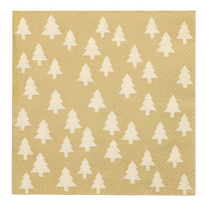 The PAPSTAR 20 napkins (40 x 40 cm, 3-ply, 1/4-fold) from PAPSTAR GmbH in beige have white Christmas tree silhouettes and are of high quality.