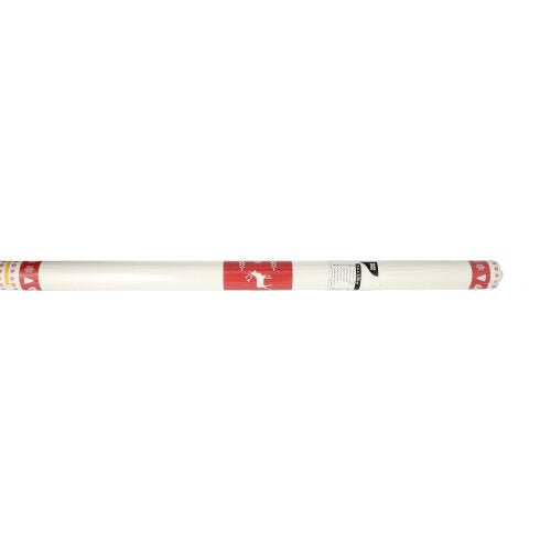 A single roll of paper tablecloth from PAPSTAR GmbH, 3 m x 1.2 m, with a red label with reindeer graphic and decorative red-white patterns at the ends – ideal for an elegant table decoration – on a white background.