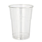 A Starpak 50 R-PET clear drinking cup stands upright on a white background – perfect for eco-friendly drink serving.