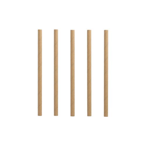 Five brown PAPSTAR 500 cocktail straws (paper, Ø 7 mm, 15 cm) from PAPSTAR GmbH stand upright in a row against a plain white background.