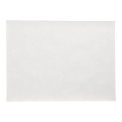 A set of 100 table mats, fabric-like, fleece "soft selection plus" (30 x 40 cm) from PAPSTAR GmbH is depicted unused and unlabeled against a white background, highlighting its soft, fabric-like texture and simple, white, rectangular design.