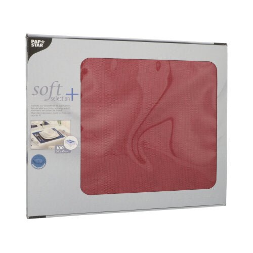A box of fleece table mats "soft selection plus" from PAPSTAR GmbH, fabric-like, 100 pieces in the box, each 30 x 40 cm in size.