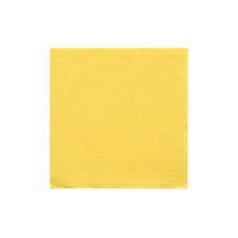 A PAPSTAR napkin 1/4-fold, 24x24 cm yellow from the "DAILY Collection" (20 pieces) of PAPSTAR GmbH lies unused on a white background and shows its square shape and fine texture.