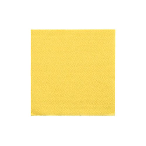 A PAPSTAR GmbH napkin 1/4-fold, 24x24 cm yellow from the "DAILY Collection" (20 pieces) stands in the middle on a plain white background.