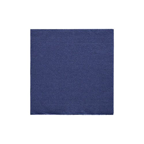 A square piece of textured blue fabric, similar to PAPSTAR napkins 1/4-fold, 24x24 cm dark blue "DAILY Collection" foil (20 pieces) by PAPSTAR GmbH, depicted on a plain white background.