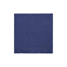 A square piece of textured blue fabric, similar to PAPSTAR napkins 1/4-fold, 24x24 cm dark blue "DAILY Collection" foil (20 pieces) by PAPSTAR GmbH, depicted on a plain white background.