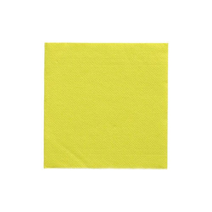 A single PAPSTAR napkin 1/4-fold, 24x24 cm in lime green from the "DAILY Collection" (20 pieces), by PAPSTAR GmbH, lies flat on a white surface - unused, with visible texture - ideal for a stylish table decoration.