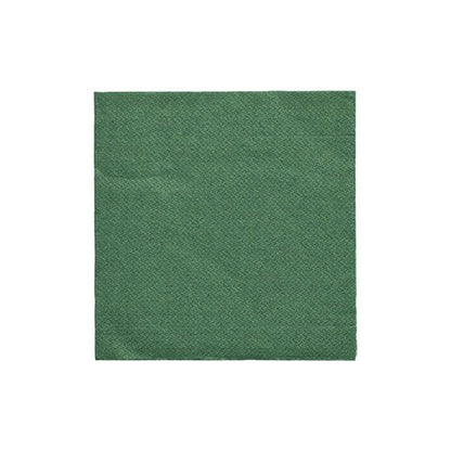 A simple, square PAPSTAR napkin 1/4-fold (24x24 cm) in dark green from the "DAILY Collection" (20 pieces) of PAPSTAR GmbH lies centrally on a white background.