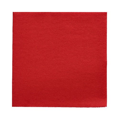 A red, square PAPSTAR 50 Napkins “DAILY Collection” napkin (32 x 32 cm, 1/4 fold) by PAPSTAR GmbH with a slightly textured surface, depicted on a white background.