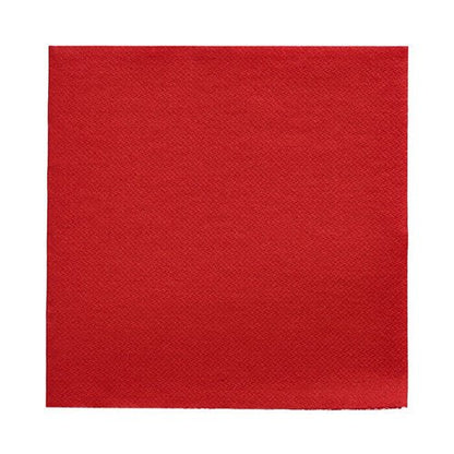 A red, square PAPSTAR 50 Napkins “DAILY Collection” napkin (32 x 32 cm, 1/4 fold) by PAPSTAR GmbH with a slightly textured surface, depicted on a white background.