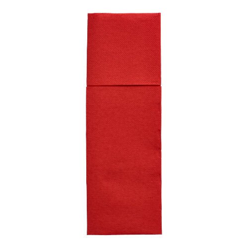 A neatly folded red PAPSTAR 50 napkins "DAILY Collection" (48 x 30 cm, cutlery fold) from PAPSTAR GmbH presents itself as a long rectangle with a top fold on a white background.