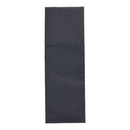A dark gray PAPSTAR 50 napkins "DAILY Collection" (48x30 cm, cutlery fold) by PAPSTAR GmbH lies flat on a white background and is folded horizontally at the top, creating two different sections.