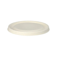 A simple, round, white disposable plate on a white background - perfect to combine with PAPSTAR lids for sugarcane bowls Ø 17 cm, white, "pure" (25 pieces) from PAPSTAR GmbH for more comfort and sustainability.